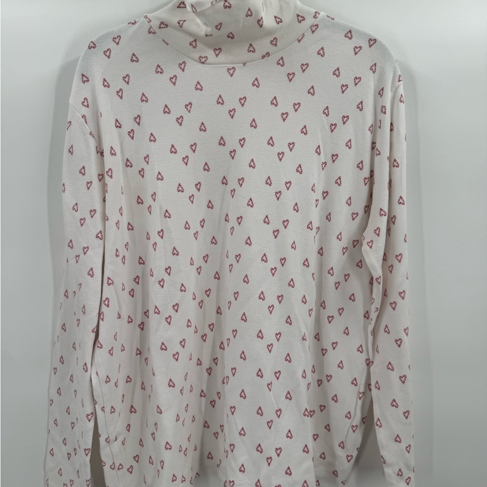 Bobbie Brooks Cream Turtleneck with Candy Cane Heart Design
